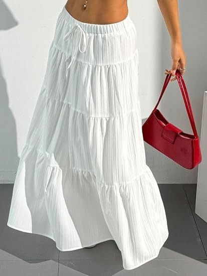 White Tiered Maxi Skirt image 5